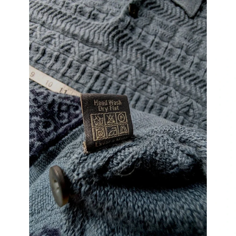 NEW! SOL Baby Alpaca - Wool Slate Blue Collared Knit Pullover $180